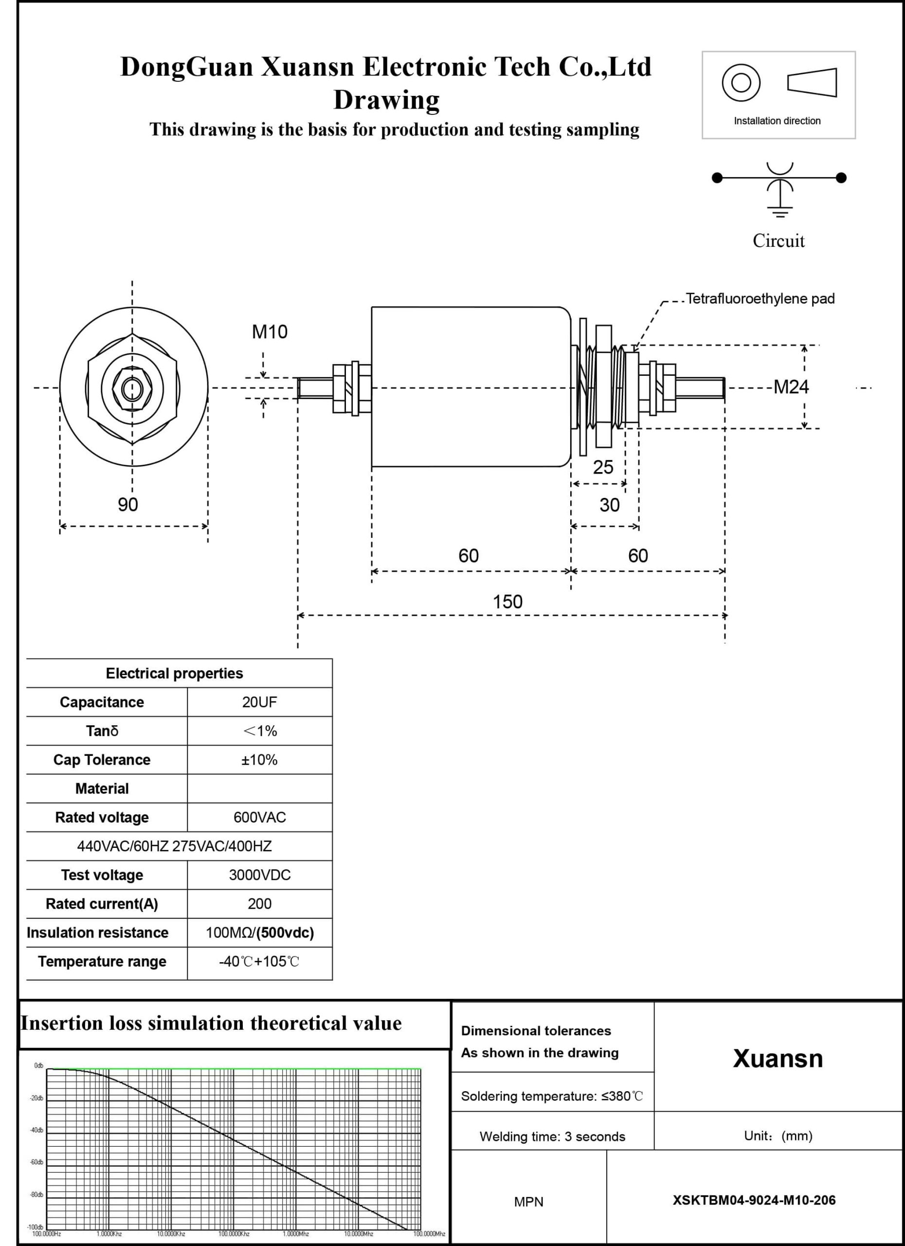 Best Feed Through Capacitor Factory 20UF 600VAC 200A